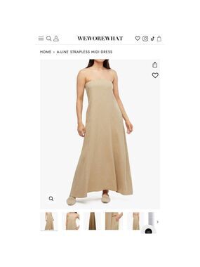 Women's WeWoreWhat M A-Line Strapless Midi Dress in Beige